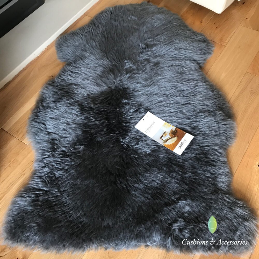 BOWRON Sheepskin Gold Star Grey Single Piece Natural Longwool Rug 60cm