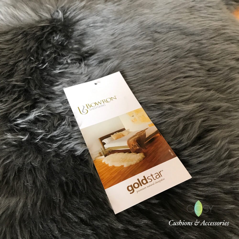 BOWRON Sheepskin Gold Star Grey Single Piece Natural Longwool Rug 60cm